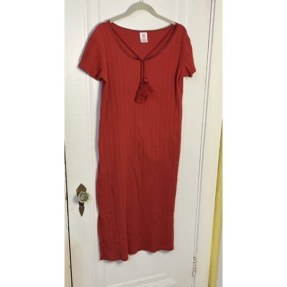 Vintage red t-shirt dress with tassels - Picture 1 of 6